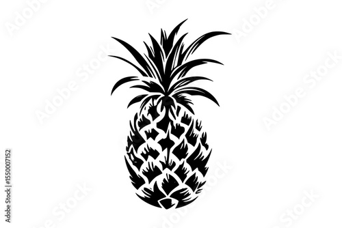 black silhouette of a pineapple on a white background black, icon, pineapple, silhouette , Generative art.