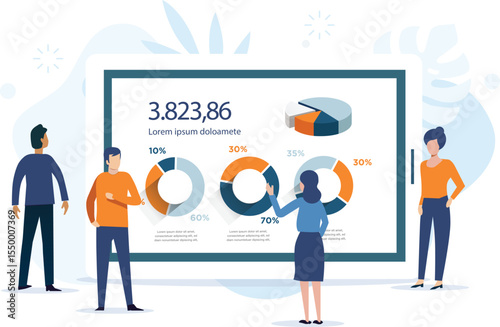 Business Marketing illustrations. Mega set. Collection of scenes with men and women part in business activities. Trendy vector style illustration
