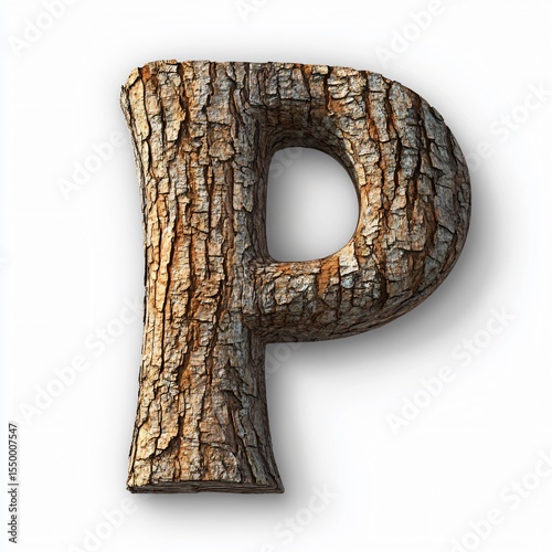Nature-inspired letter p creation artistic environment graphic design creative studio close-up view organic concept for visual identity