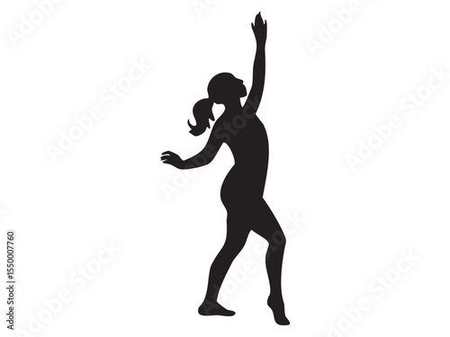 Silhouette of dancing woman in elegant pose, isolated on white background, graphic illustration. concept of dance, elegance, movement, art, design element