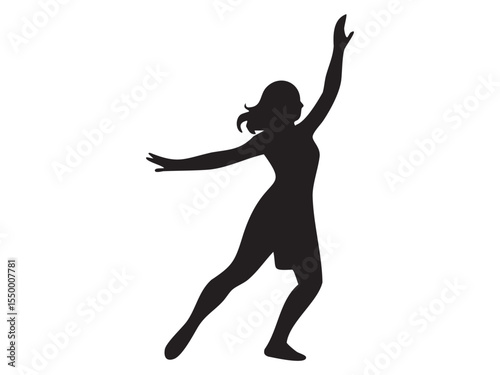 Silhouette of dancing woman in graceful pose isolated on white background. concept of dance, female movement, art, choreography, fitness, design element