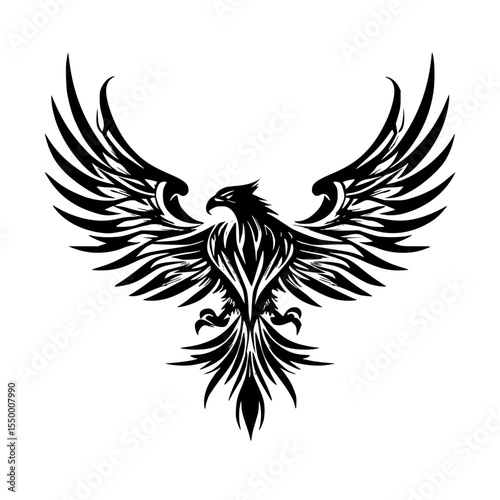 a black silhouette of an eagle spreading its wings bird, black, eagle, illustration, silhouette, wing 