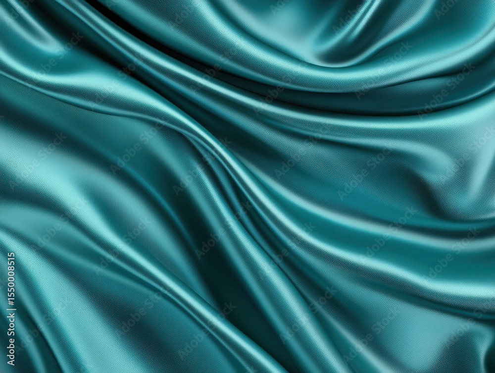 Obraz premium Teal silk fabric folds
