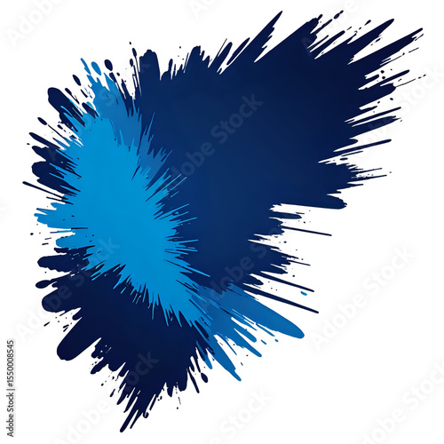 Dual Blue Paint Splashes with Jagged Edges Overlapping on Transparent Background