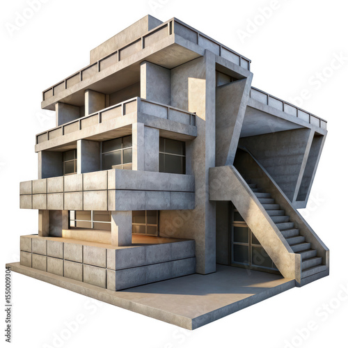 Modern concrete house architectural model