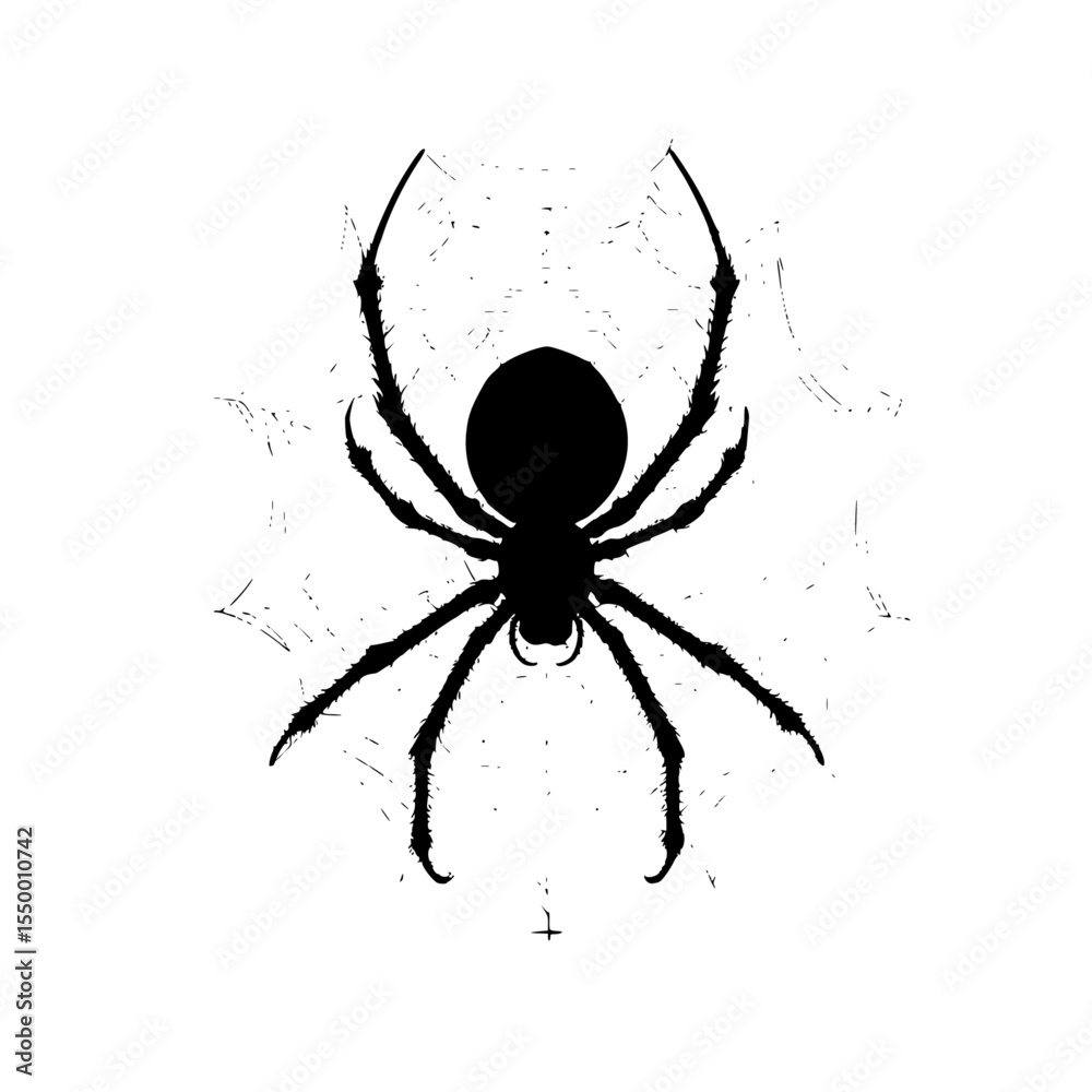 Obraz premium a black silhouette of a spider on a white background black, silhouette, spider , Generative art.