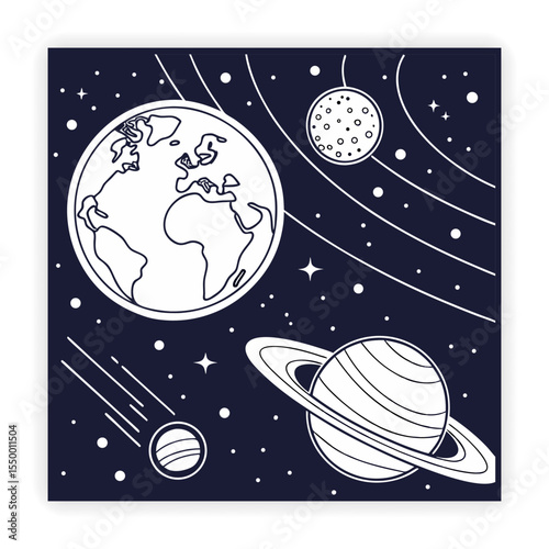 Space and Galaxy Doodle Icons