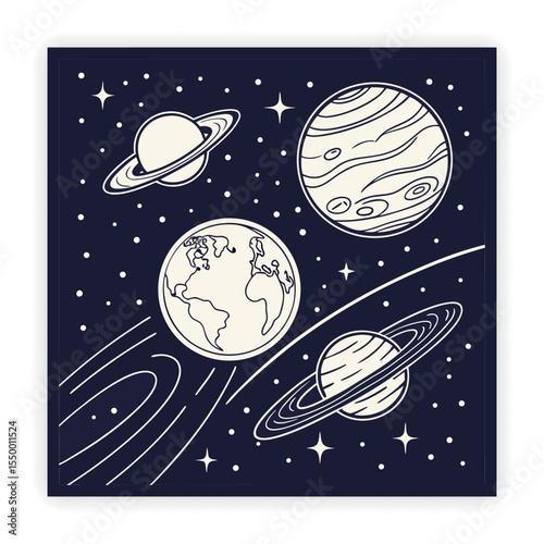 Space and Galaxy Doodle Icons
