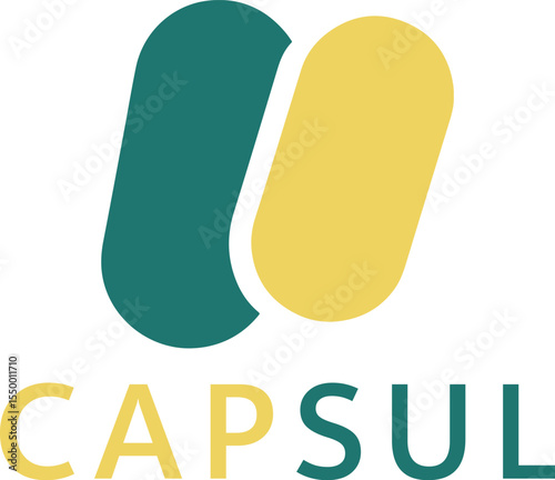 Solid Black Capsule Logo On White Background – Vector Graphic