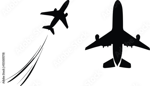 Airborne Duo – Representation of Travel Freedom, Aviation Perspectives, and Transportation Motion Vector Illustration