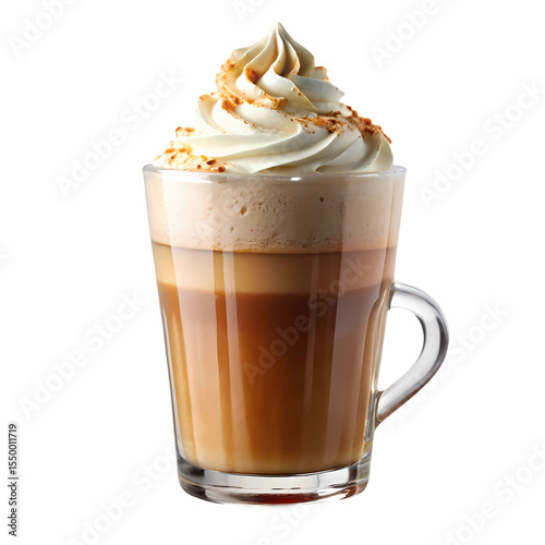 Gourmet Coffee Drink with Whipped Cream isolated on transparent bacckground