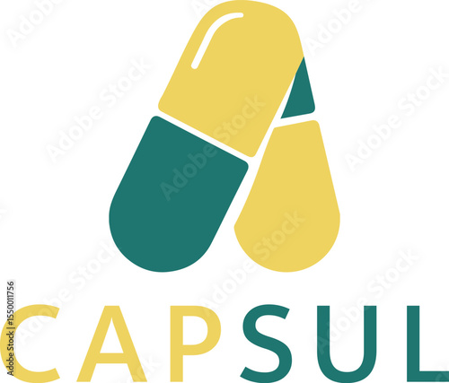 Capsule Logo Vector  Isolated On Clean White Background