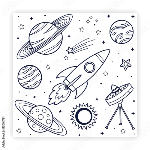 Space and Galaxy Doodle Icons