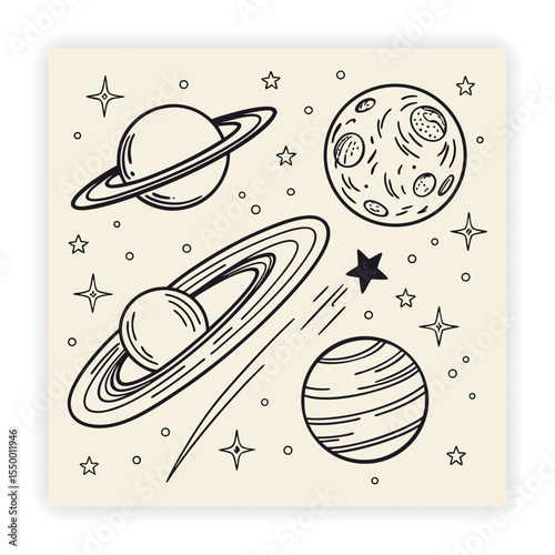 Space and Galaxy Doodle Icons
