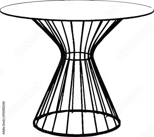 Wire Elegance II – Representation of Lightweight Structure, Sculptural Minimalism, and Contemporary Form Vector Illustration