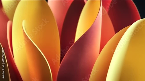 Abstract composition of overlapping colored paper shapes