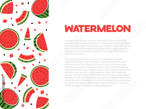 Summer Sale Template. Horizontal Banner with Watermelon Pieces. 