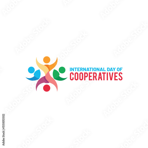 Celebrating international day of cooperatives with colorful abstract people and text design