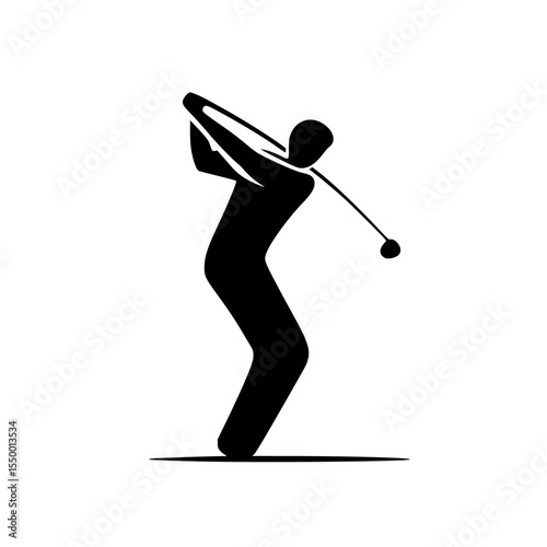 black silhouette of a golfer hitting the ball ball, black, golf, golfer, hit, icon, man, silhouette , Generative art.