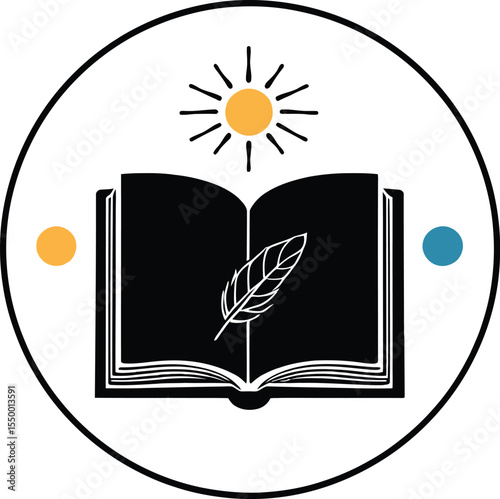 Scripture Emblem – Representation of Knowledge, Spiritual Illumination, and Scholarly Balance Vector Illustration
