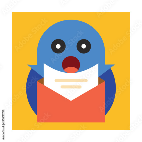 Surprised Emoticon Reading Message in Shocked Face