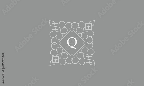 Elegant logo template for restaurant, boutique, cafe, hotel jewelry, fashion with initial Q. Vector floral monogram.