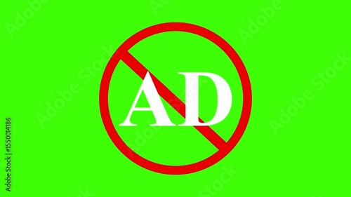 No Advertisement Icon Prohibited Symbol Animation Stop Ads Digital No Ad Symbol Animation on the black background.