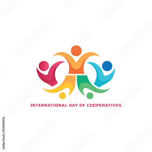 Colorful abstract logo design for the international day of cooperatives with people figures