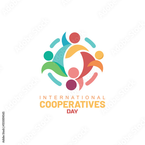 International cooperatives day illustration featuring people shapes in a colorful circle on white