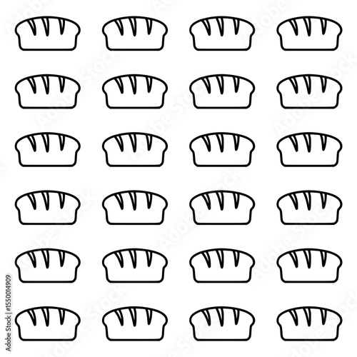 Modern and minimalist seamless pattern of wheat bread in outline style. Perfect for backgrounds, textiles, food packaging, bakeries, recipe designs or other culinary projects.