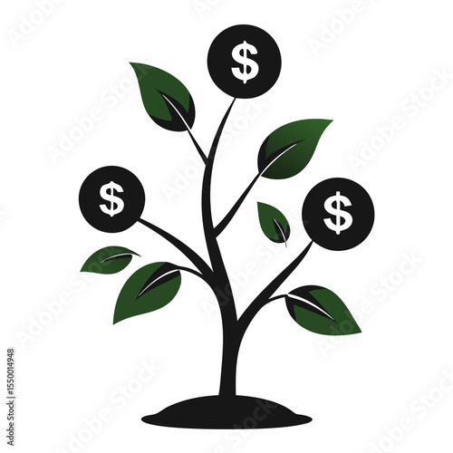 vector tree with green leaves