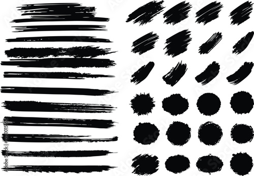 Adobe Illustrator Artwork Abstract black brush strokes on white background
