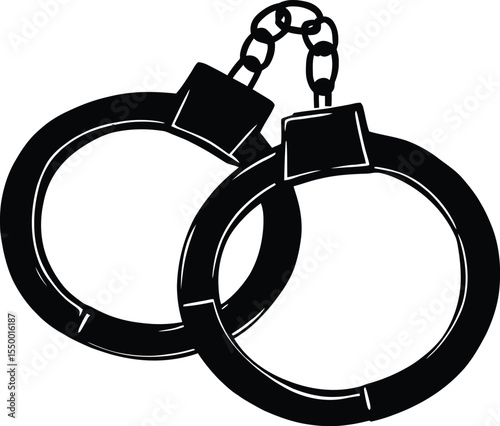 Handcuffs – Representation of Law Enforcement, Restraint Symbolism, and Security Apparatus Vector Illustration