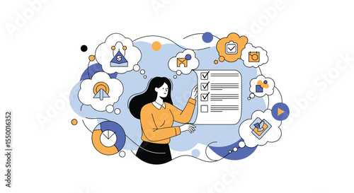 Achieving Goals Planning Strategy List Focus Task Management Concept