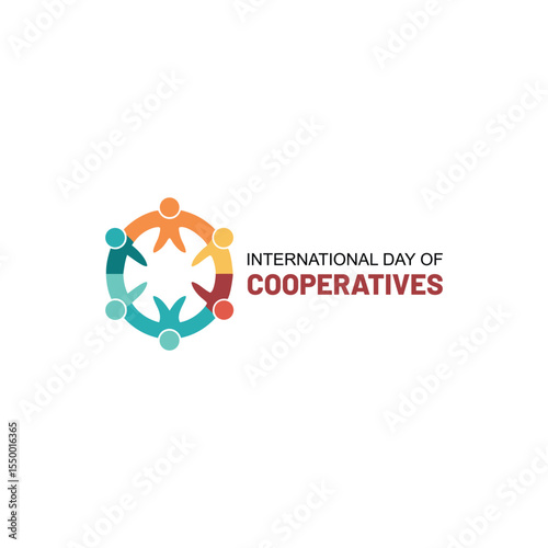 Colorful illustration representing the international day of cooperatives with people shapes