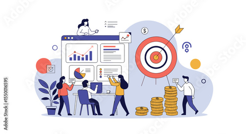 Team Achieving Business Success with Data Analysis and Strategies