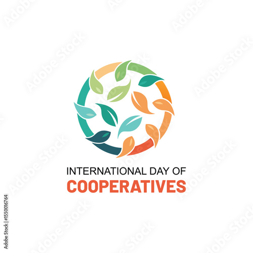 Colorful abstract logo design celebrating international day of cooperatives with leaf elements