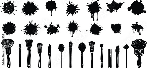 Adobe Illustrator Artwork Abstract black brush strokes on white background
