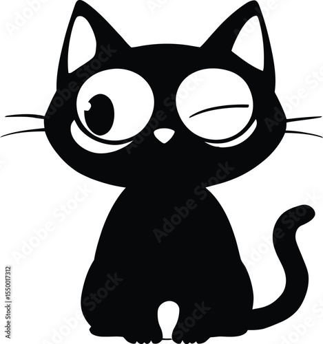 Winking Cat – Representation of Playful Spirit, Feline Attitude, and Cartoon Charm Vector Illustration"