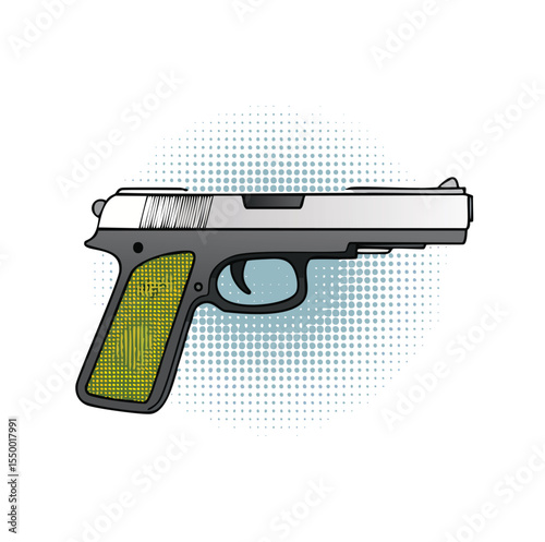Pop art style handgun illustration weapon graphic design