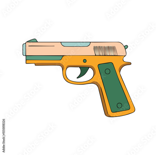 Colorful cartoon handgun illustration design
