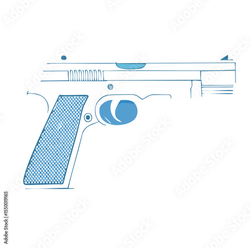Handgun outline blue print style illustration