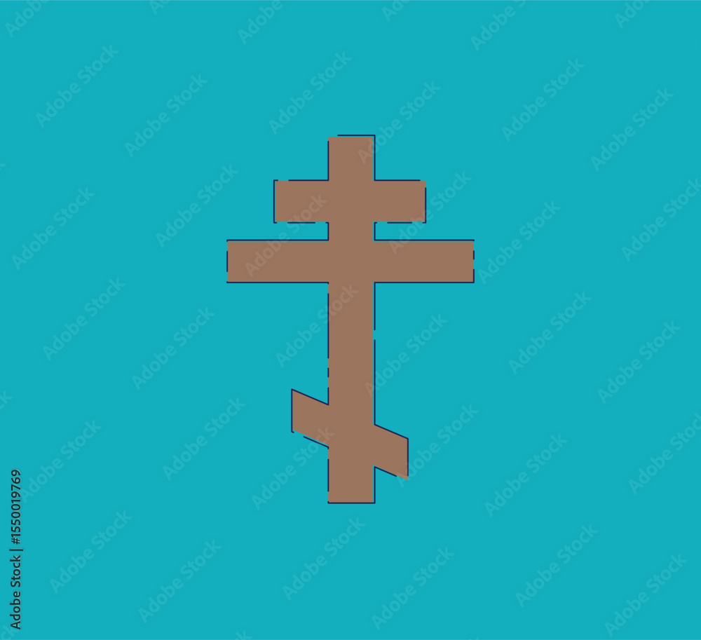 Obraz premium A Beautifully Stylized Orthodox Cross is depicted on a Bright and Vibrant Colorful Background