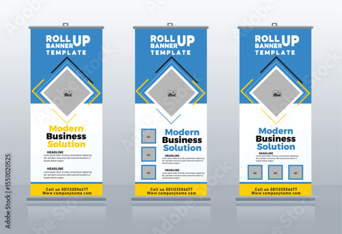 Modern Business roll up banner design template set	