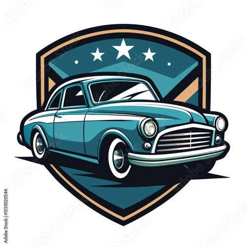 vintage abstract old school muscle car. poster of retro car. Classic vehicle symbol logotype. A classic car symbol silhouette. Vintage car simple line art logo.