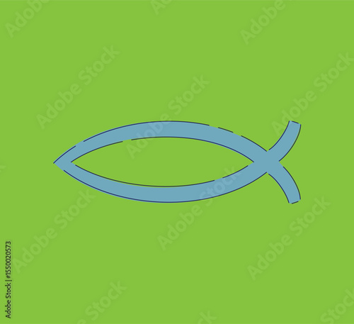 A Stylized Fish Symbol Against a Bright Green Background Creating a Striking Visual