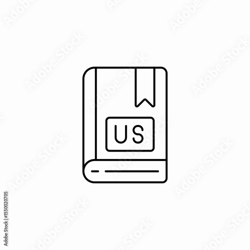 book with flag us icon sign vector