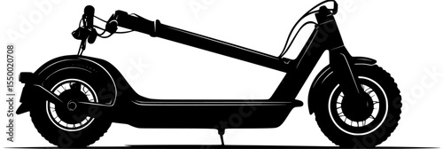a black silhouette of a scooter on a white background black, illustration, scooter, silhouette, wheel , Generative art.