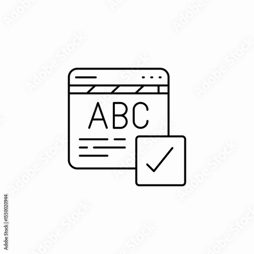 browser abc checked icon sign vector