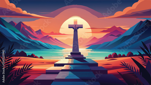 sunset over the mountains